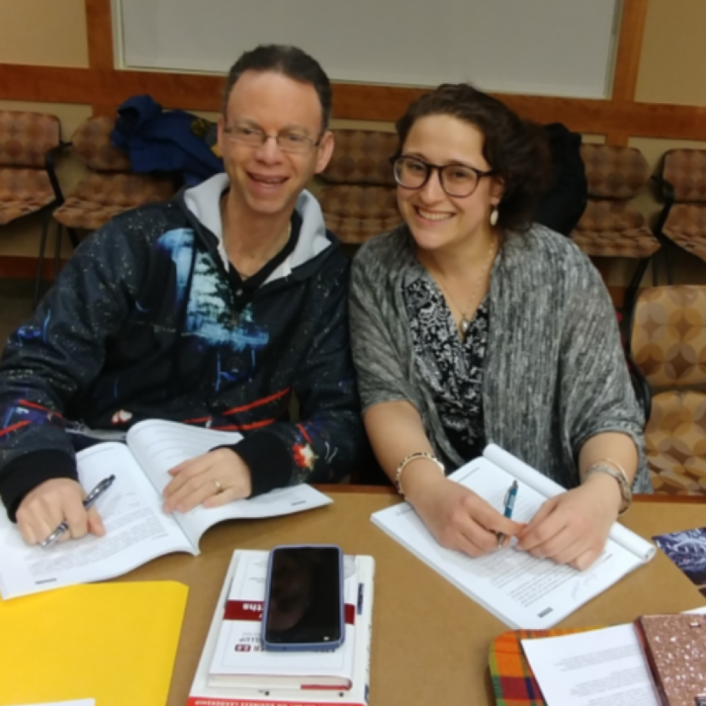 A man and a woman smiling for a picture during a Leadership Training class at Jewish Federation of Northeastern New York