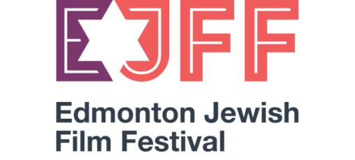 Logo for the Edmonton Jewish Film Festival featuring the letters "EJFF" in stylized purple and red, with a Star of David incorporated, and the text "Edmonton Jewish Film Festival" below.