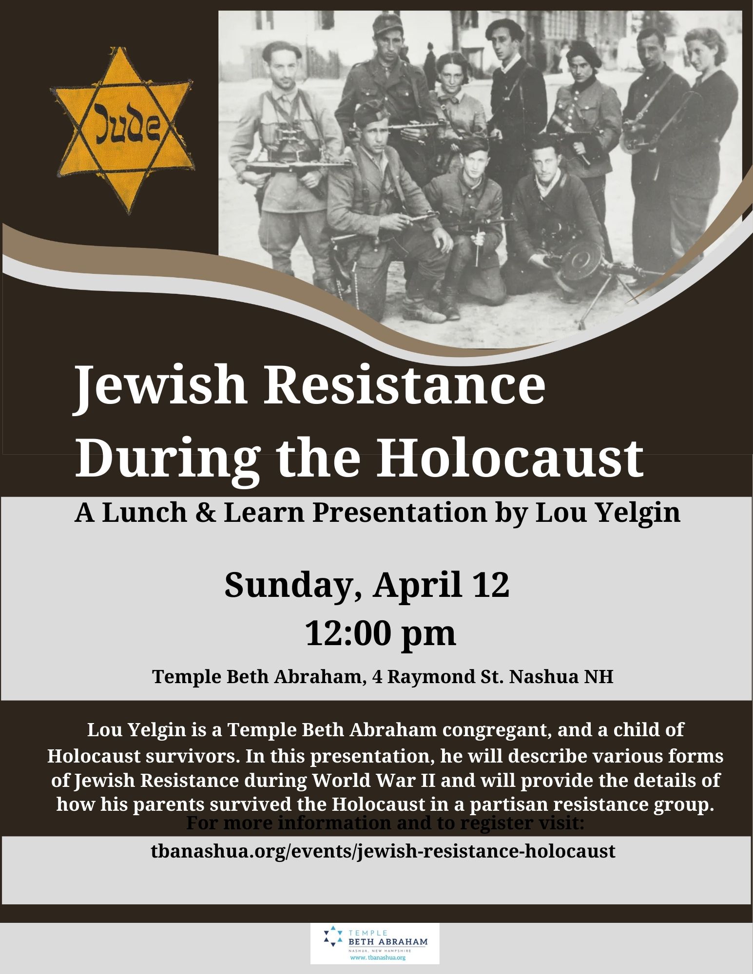 Jewish Risteance Lunch and Learn - Jewish Resistance during the Holocaust | Jewish ...