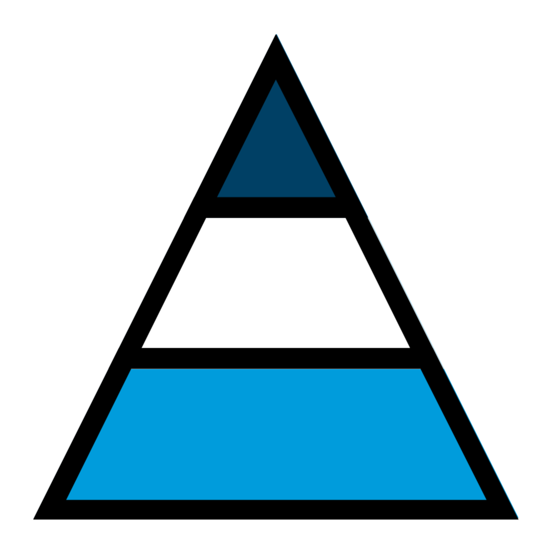 triangular pyramid split into three rows