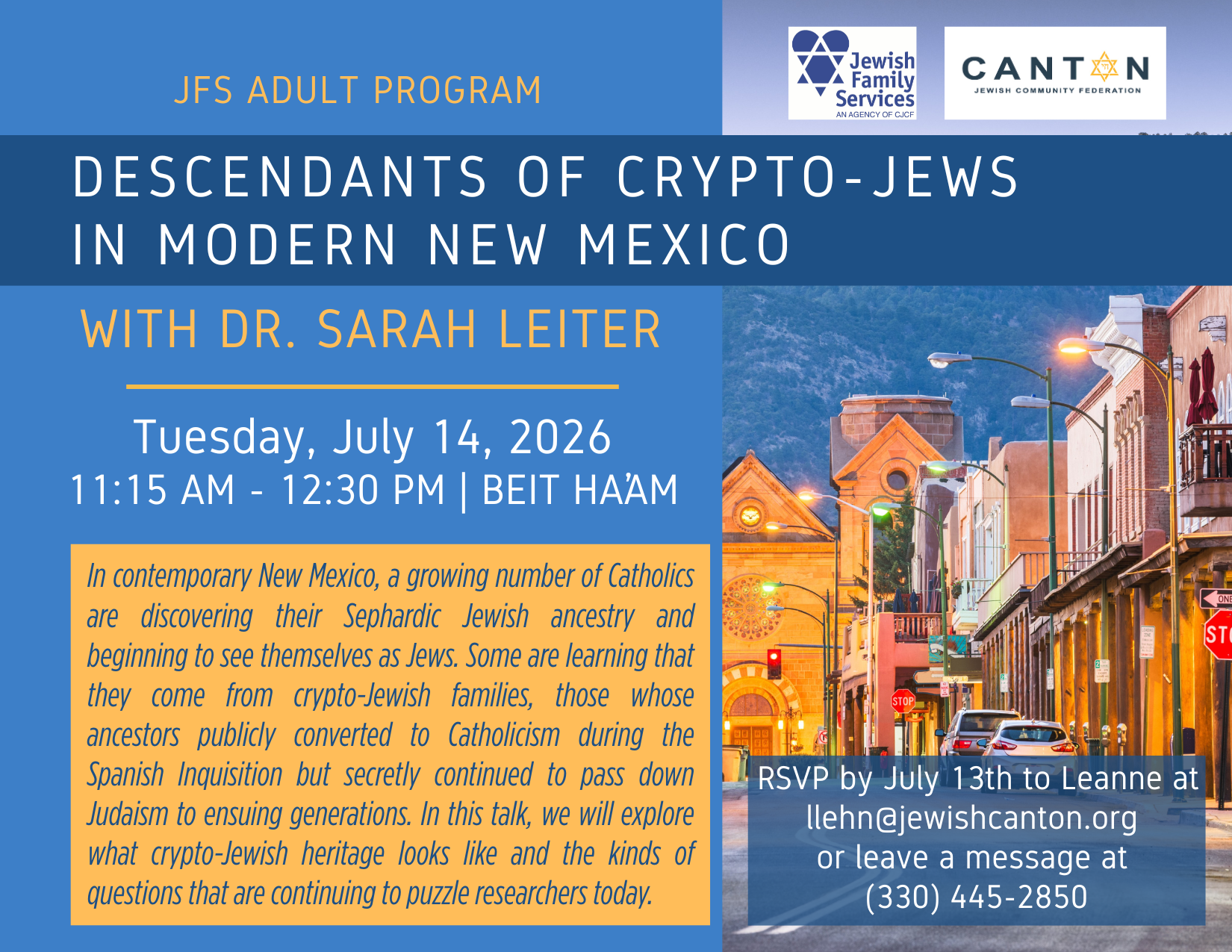 11:15AM JFS PROGRAM CRYPTO-JEWS | Canton Jewish Community Federation