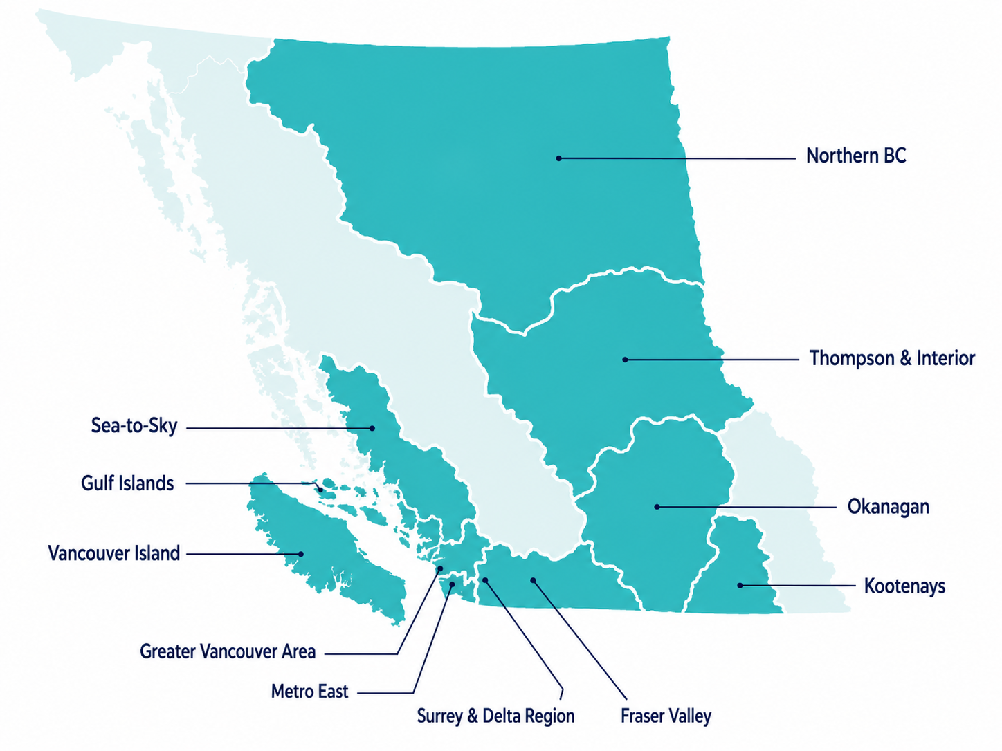 Map of Jewish communities across British Columbia