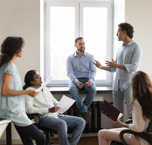 Educators talking