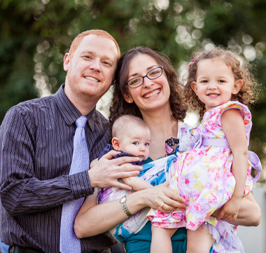 A young family at an event
