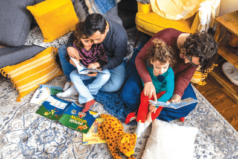 Family reading together