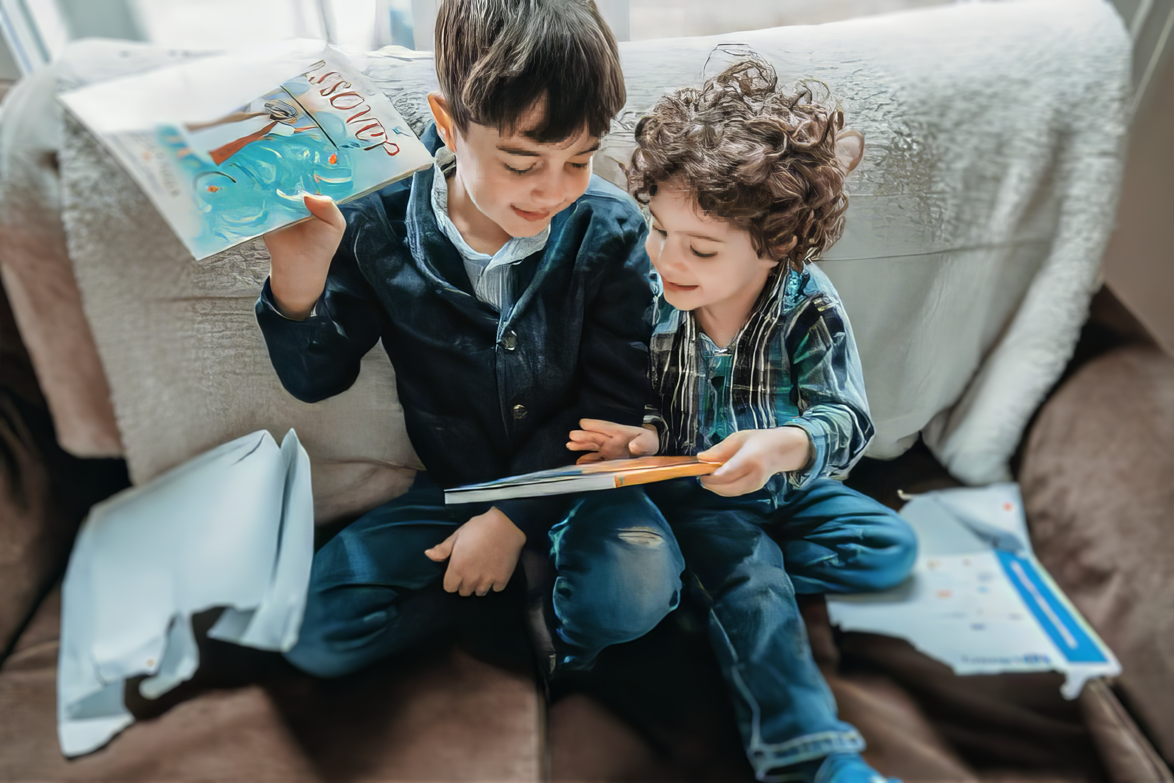 Children reading together