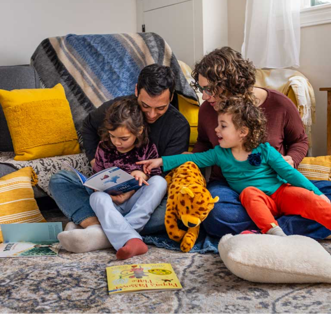 Family reading together